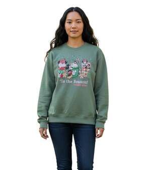 Disney World Christmas Sweatshirt Medium Tis The Season Holiday Treats Sage Gree